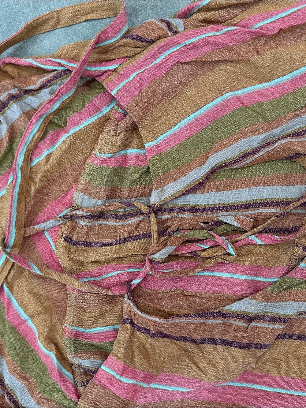 Prana Striped Pink and Orange Tiered Maxi Dress with Spaghetti Straps - Picture 3 of 9